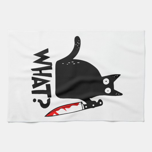 ナイフ付き殺意のある猫 キッチンタオル (横)