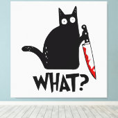 ナイフ付き殺意のある猫 キャンバスプリント (インサイチュ (ウッドフロア))