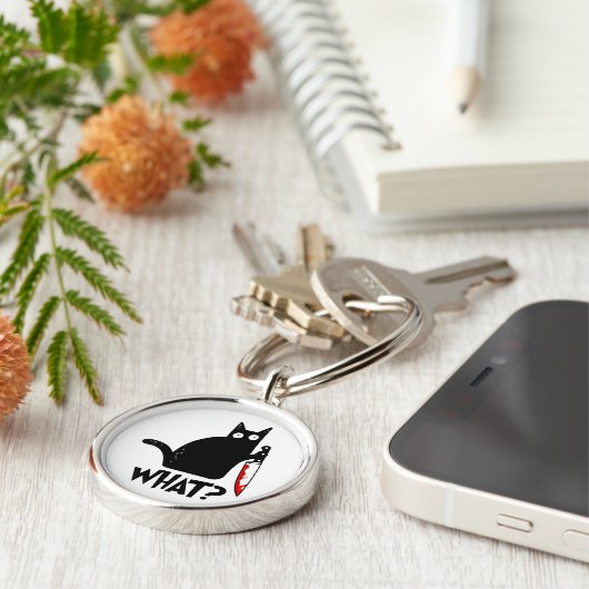 ナイフ付き殺意のある猫 キーホルダー (側面)