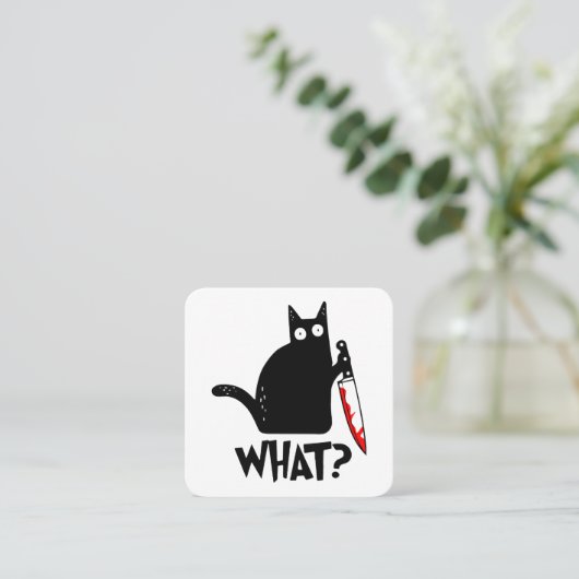 ナイフ付き殺意のある猫 スクエア名刺 (スタンド正面)