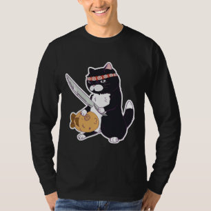 ナイフ入り寿司猫魚入り寿司猫 Tシャツ