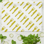 ナイフ型の上にフォーク キッチンタオル (折り畳み)