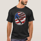 ナイフ投げアメリカ国旗のヴィンテージナイフ Tシャツ (正面)