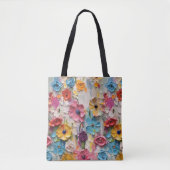 ナイフ絵を描の花 トートバッグ (正面)