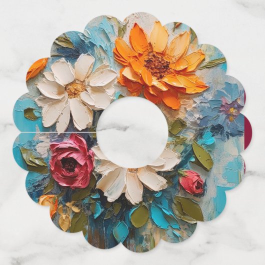 ナイフ絵を描の花 ワイングラスタグ (正面)