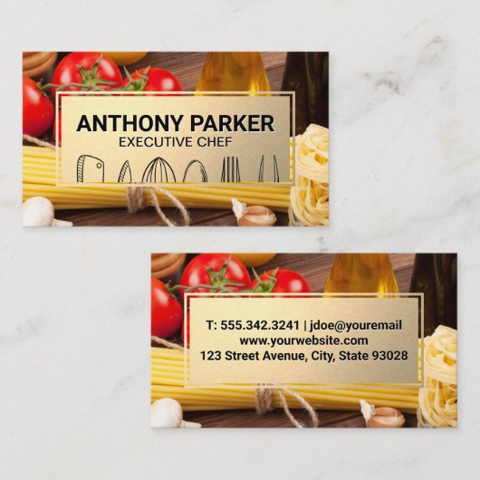 ナイフ | キッチンツール | パスタと野菜 名刺 (正面/裏面)