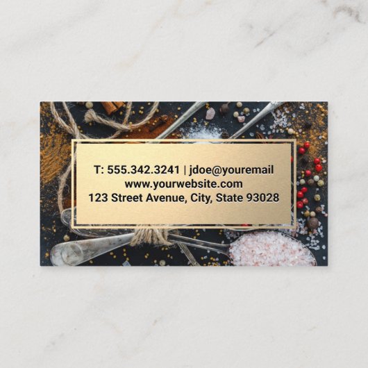 ナイフ | スプーンとスパイス | 金ゴールド枠 名刺 (裏面)