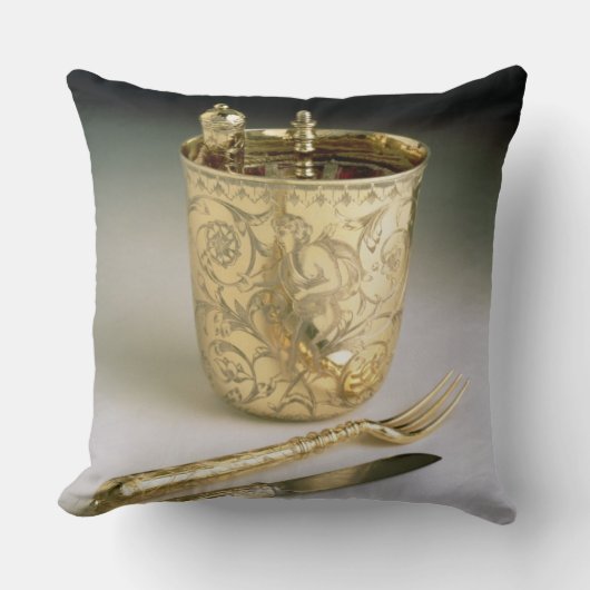 ナイフ、フォーク、スプーンおよびビーカーの移動セット、 クッション (正面)