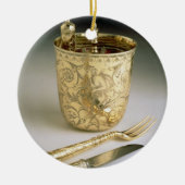 ナイフ、フォーク、スプーンおよびビーカーの移動セット、 セラミックオーナメント (正面)