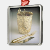 ナイフ、フォーク、スプーンおよびビーカーの移動セット、 メタルオーナメント (左)