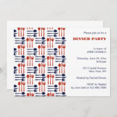 ナイフ、フォーク、スプーンズディナーパーティの招待状 招待状 (正面/裏面)