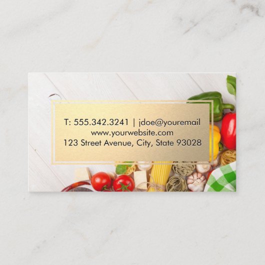 ナイフ | 果物野菜 | 金ゴールド枠 名刺 (裏面)