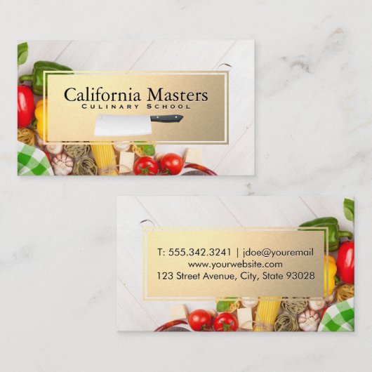 ナイフ | 果物野菜 | 金ゴールド枠 名刺 (正面/裏面)