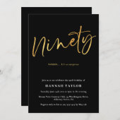 ナイモダンツ黒金ゴールド90誕生日 招待状 (正面/裏面)