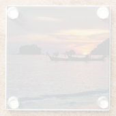 ナイヤンビーチ、プーケット、タイの夕日 ガラスコースター (裏面)