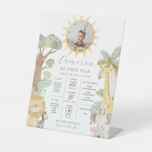 ナイラサファリアニマルズファースト誕生日マイルストーン 台座サイン (正面)