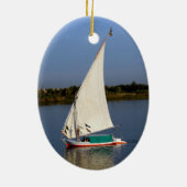 ナイルに沿って帆走するフェルッカ – アスワン,エジプト セラミックオーナメント (裏面)