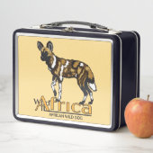 ナイルのワニ。アフリカ産の野犬。野生アフリカ メタルランチボックス (インサイチュ)