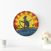 ナイルの下の旅行、エジプト猫の柱時計 ラージ壁時計 (ホーム)