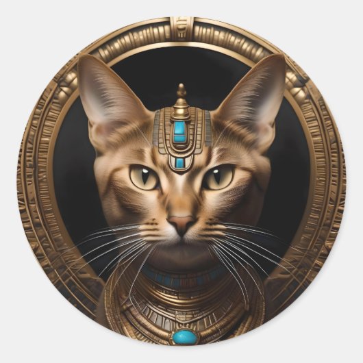 ナイルの女王：ヘアドレの猫クレオパトラ ラウンドシール (正面)