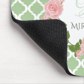 ナイルグリーンクローバーピンクローズモノグラム マウスパッド (コーナー)