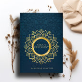 ナイルブルーイスラム教アーチムスリムエレガントニカーウェッディン 招待状