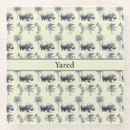 ナイルリバーボタニカルパターンカスタム ガラスコースター