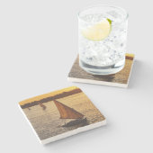 ナイル川に観光客を伴う3頭の鷹 ストーンコースター (横)