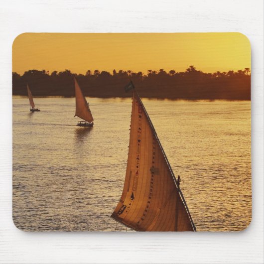 ナイル川に観光客を伴う3頭の鷹 マウスパッド (正面)