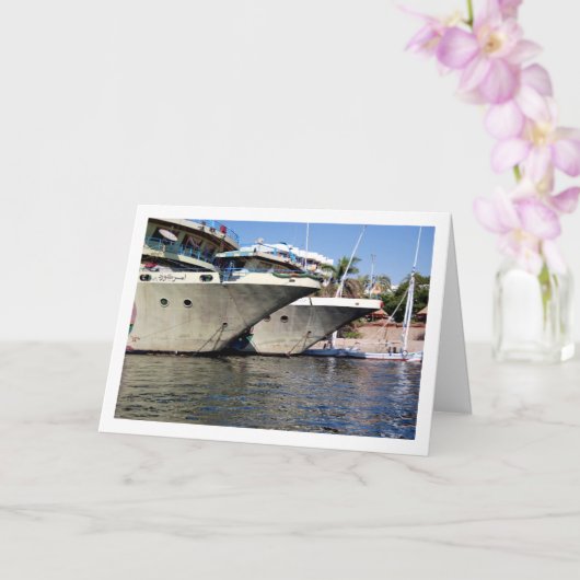 ナイル川のエジプトの船、ルクソール カード (蘭)