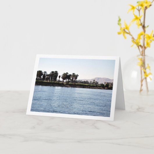 ナイル川、ルクソール川、エジプトの風景 カード (黄色い花)