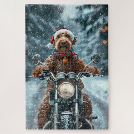 ナイレデールドッグオートバイクリスマス ジグソーパズル (縦)