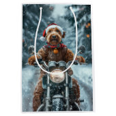 ナイレデールドッグオートバイクリスマス ミディアムペーパーバッグ (正面)