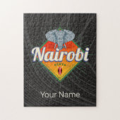 ナイロビキャピタルケニアゾウヴィンテージアフリカ ジグソーパズル (縦)