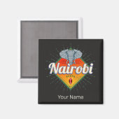 ナイロビキャピタルケニアゾウヴィンテージアフリカ マグネット (正面/裏面)