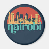 ナイロビケニアシティスカイラインヴィンテージ街並 マグネット (正面)