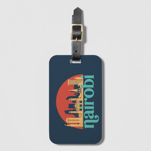 ナイロビケニアシティスカイラインヴィンテージ街並 ラゲッジタグ (正面縦)