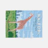 ナイロビナショナルパークキラフェトラベルアートヴィンテージ フリースブランケット (正面(横))