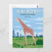 ナイロビナショナルパークキラフェトラベルアートヴィンテージ ポストカード (正面/裏面)