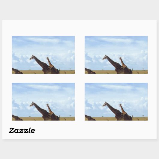 ナイロビナショナルパークジラフェス 長方形シール (シート)