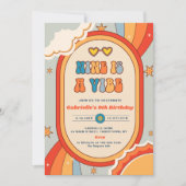 ナインはヴィーブグルービーレトロレインボー9誕生日 招待状 (正面)