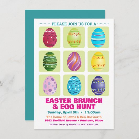 ナインイースターエッグ飾狩りパーティの招待状 招待状 (正面/裏面)