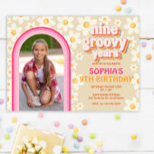 ナイングルーヴィレトロデイジーフォト誕生日招待状 ノートカード