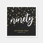 ナインティブラック金ゴールド90thバースデーパーティー スタンダードカクテルナプキン (正面)