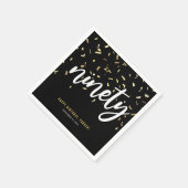 ナインティブラック金ゴールド90thバースデーパーティー スタンダードカクテルナプキン (角)