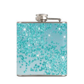 ナインティ&ティール（緑がかった色）ブルーグリッター&ドリンク引用文 フラスク (裏面)