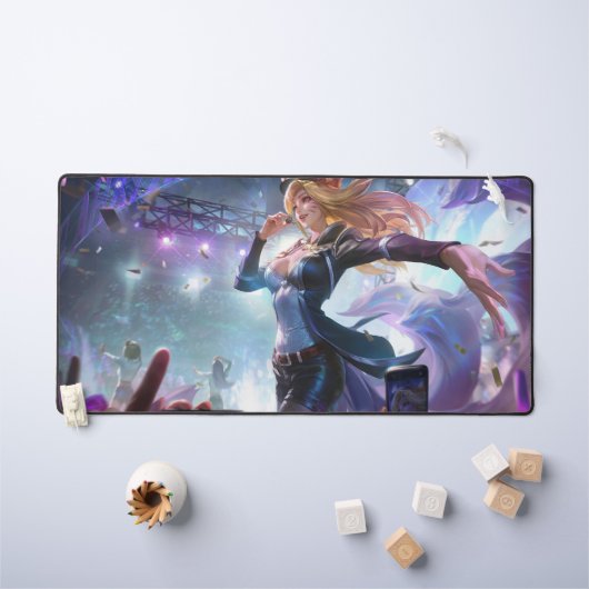 ナインテールキツネデスクマット | カスタマイズ可能なデスクマット デスクマット (キッズテーブル)