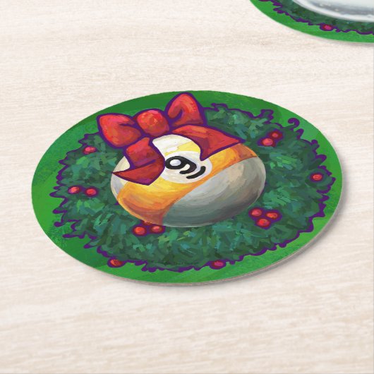 ナインボールリースオングリーン ラウンドペーパーコースター (アングル)