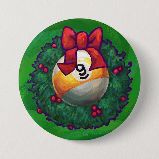ナインボールリースオングリーン 缶バッジ (正面)