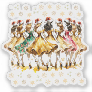 ナインレディース踊り   クリスマスの12日 シール